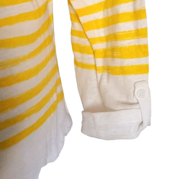 Talbots Striped Yellow White Linen Blend Top Blouse Women's Size Large - Picture 4 of 9